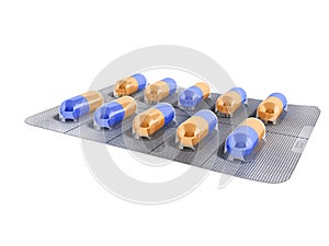 Capsules in a plate of ten pieces 3d render on white background no shadow photo