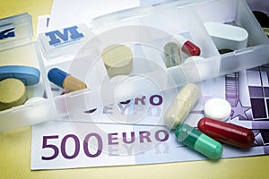 Capsules up ticket euro, concept of health