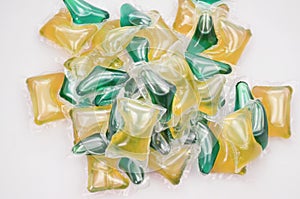Laundry washing detergent capsules.