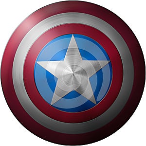 Captain America shield isolated on white background 3d illustration