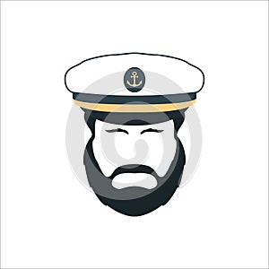 Captain Face Silhouette. Skipper in a Hat Emblem.