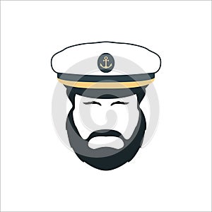 Captain Face Silhouette. Skipper in a Hat Emblem. photo