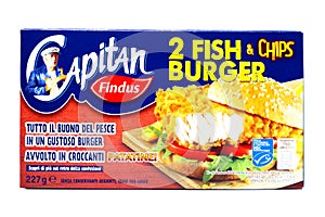 Captain FINDUS Fish & Chips Burger. Findus is a frozen food brand of Nomad Foods