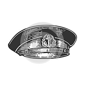 Captain hat. Vector black engraving vintage illustrations. Isolated on white
