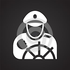 Captain icon on black background for graphic and web design, Modern simple vector sign. Internet concept. Trendy symbol for