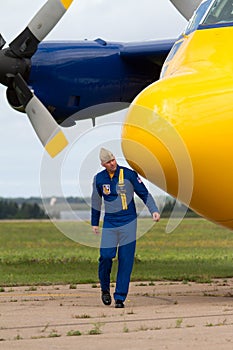 Captain A.J. Harrell Walking Around Fat Albert