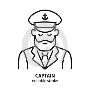 Captain line vector icon. Symbol of sailling, shipping. Editable stroke