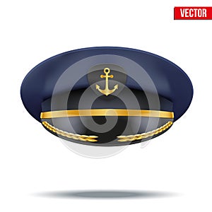 Captain peaked cap with gold anchor on cockade photo