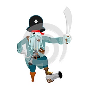 Captain pirates ghost. Mythical Angry boss buccaneer with tentacles. Vector illustration