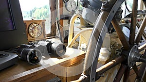 The captain`s cabin. Marine helm