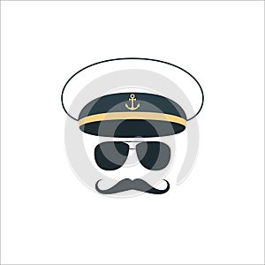 Captain sailor face icon.