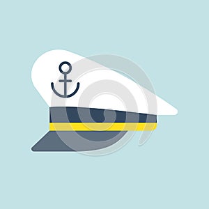 Captain sailor hat icon, flat design vector