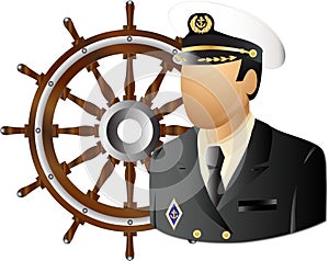 Captain with wheel