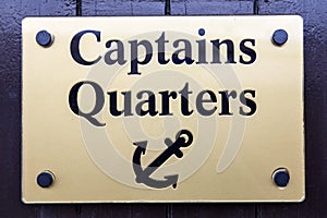 Captains Quarters Sign on a Door