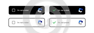 Captcha icon. I am not a robot. Vector computer code. I m not a robot button. Vector web button. Stock vector Illustration for
