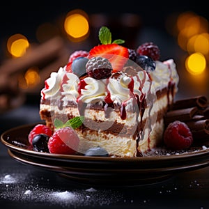 Captivate your audience with a closeup of a divine dessert plated with precision photo