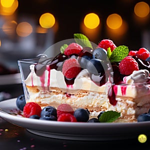 Captivate your audience with a closeup of a divine dessert plated with precision photo