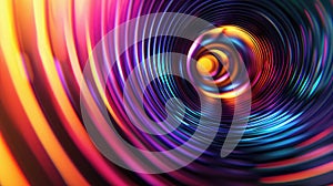 Captivating 3D vortex draws vibrant shapes inward, showcasing dynamic motion. Abstract 3d background