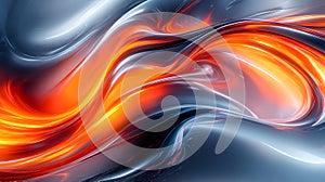 Abstract Wave Pattern with Swirling Orange and Blue Light