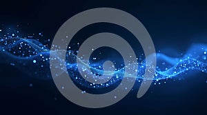 Abstract Blue Particle Wave Background for Modern Technology and Innovation Presentations Data Visualization Concept Backdrop