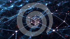 Abstract AI Cube Connecting Digital Network Background for Technology Concepts and Data Visualization Innovation