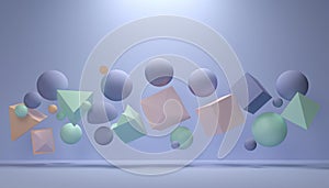 Abstract Pastel Geometric Shapes Floating on Soft Gradient Background