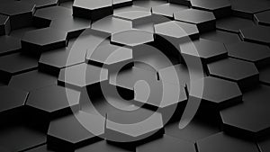 Dark Hexagonal Pattern Abstract Background with Geometric Shapes