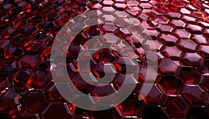 Abstract Red Hexagonal Crystal Grid Background