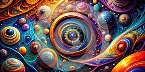 A Captivating Abstract Circle Design Surreal Colorful Art Explores the Intricate Beauty of Nonrepresentational Forms photo