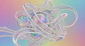 Abstract Iridescent Orb and Loop Composition