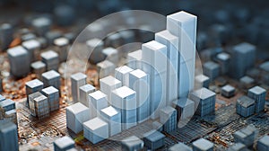 Abstract data visualization with rising bar graph for business growth and financial analysis