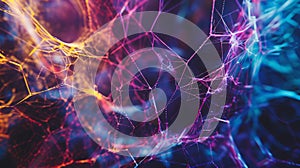 Neon Web: Chaotic Harmony in Abstract Design. Generative AI