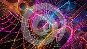 Neon Web: Chaotic Harmony in Abstract Design. Generative AI