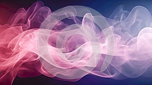 Captivating Abstract Image: Cool Gray Background with Dark Smoke Trails Forming Helix Pattern, Enhanced by Luminous Pink Light