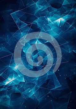Abstract blue geometric shapes creating a modern digital background.
