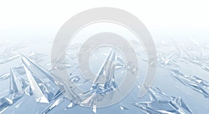Abstract Ice Shards on a Frozen Surface with a White Background