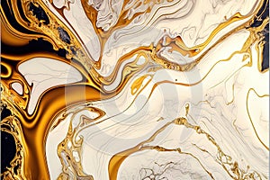 Gleaming Splendor: AI Generated Abstract Texture Photography of White Gold Intricate Pattern on Artificial Marble