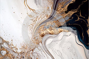 Radiant Opulence: AI Generated Abstract Texture Photography of White Gold Intricate Pattern on Artificial Marble