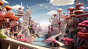 Captivating architecture: 3D wonders of design. Created with Generative AI photo