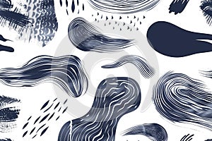 Artistic collection of hand drawn textures and brushes: bubbles, lines & patterns