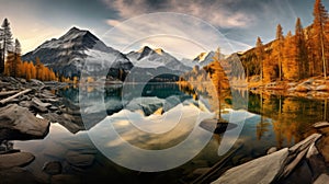 Captivating Autumn Scenery: Lakes, Mountains, And Reflections photo