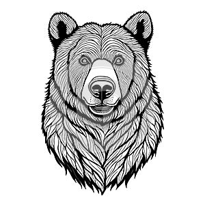 A Captivating Bear Head Illustration Exuding Strength and Untamed Spirit