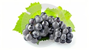 Captivating Black Grape Cluster: A Striking Isolated Image on White Background in a Spectacul