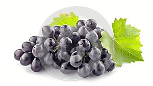 Captivating Black Grape Cluster: A Stunning Isolated Composition on a White Background