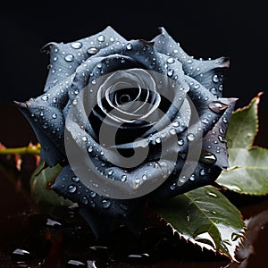 A captivating black rose, a symphony of darkness and delicate allure