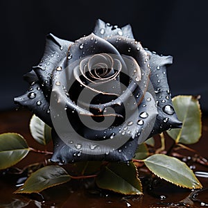 A captivating black rose, a symphony of darkness and delicate allure