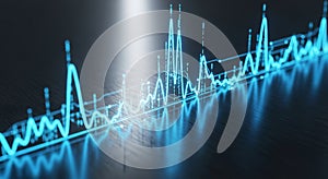 Blue technology waveform data visualization abstract background design generated by ai