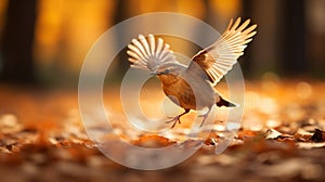 Captivating Breakdance Photography Of A Small Brown Bird In The Woods