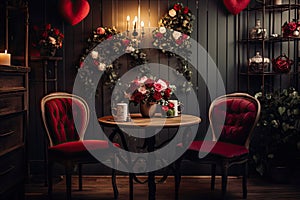 Captivating Cafe Encounter: Couple\'s Romantic Rendezvous Amidst Valentine\'s Decor