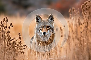 Captivating Capture Majestic Coyote Roaming in Untamed Wilderness. Generative AI